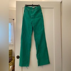 Zara green flare jeans size US 6